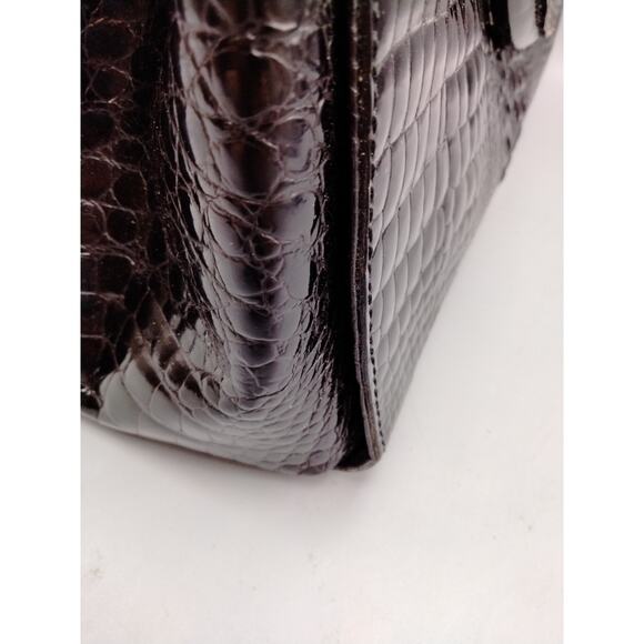 Retta Wolff Vintage Croc Embossed Leather Bag-Made in Italy Dark Brown Dust Bag - Picture 6 of 16